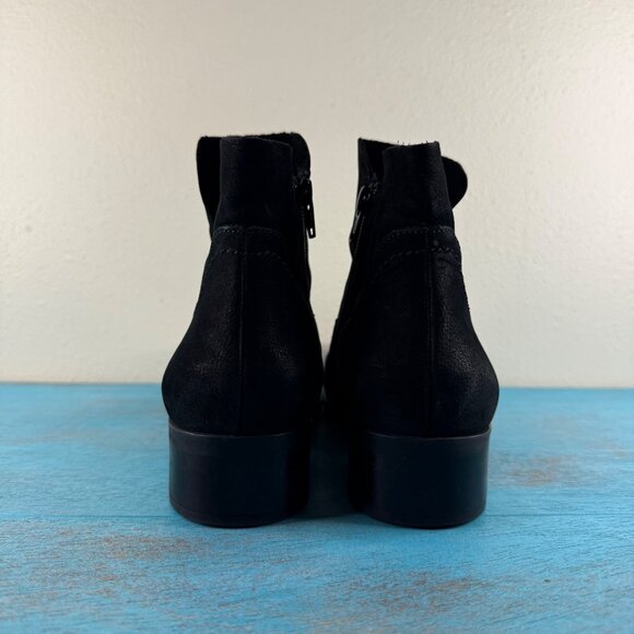 Paul Green Black Suede Heeled Side Zip Booties Sz 6 - US 8.5 - Picture 5 of 9